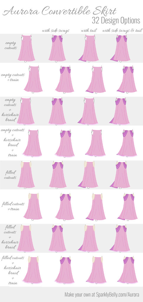 32 Design Options Chart - Aurora Convertible Skirt Premium Course